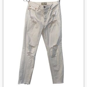 FREE People White Distressed Jeans Size 27